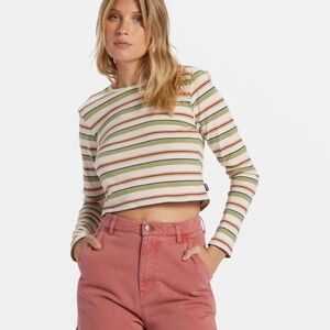 *Free with Purchase* Striped Long Sleeve T-shirt 90’s Loose Relaxed Fit Scoop